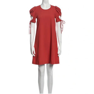 See by Chloe Crewneck Mini Dress Burnt Orange Cutout Tie Short Sleeve 36…